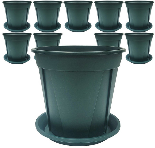 청춘화원 원형 슬릿화분 받침포함, 모스그린, 10개