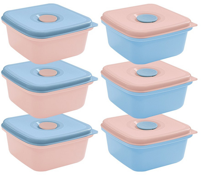 더하리 국산 실리콘 매일 밥팩 전자렌지 냉동밥보관용기 소형 200ml 6개 세트, 파우더핑크+베이비블루