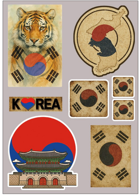 레보샵 대한민국 태극기스티커 캐리어 노트북꾸미기 리무버블 PVC방수, 빈티지 무광 A타입, 1개