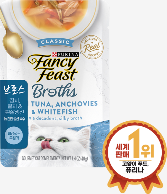 팬시피스트 브로스 고양이 간식 파우치 생선, 참치 + 멸치 + 흰살생선 + 진한 생선 육수 혼합맛, 40g, 2개