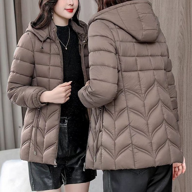 엄마복 기모 보온 패딩 숏코트 겨울 중년여성 누빔 웰론패딩 후드집업 아우터 간절기 보온 잠바
