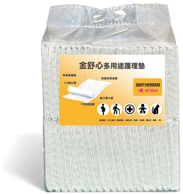 金舒心 多用途護理墊, L號 60*60cm, 1個, 40片