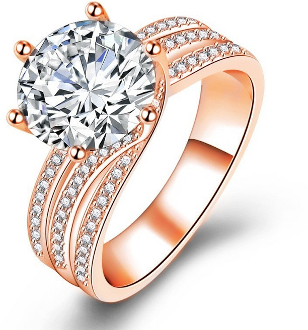 6프롱 라운드 큐빅 여성 웨딩링 약혼반지 다이아 스타일 실버 반지