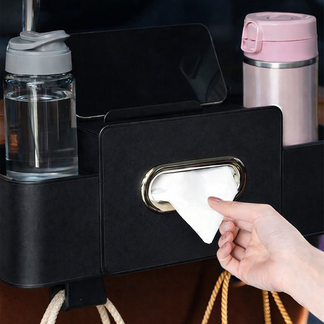 VEGA 자동차 뒷좌석 시트 정리 수납함, 블랙, 1개