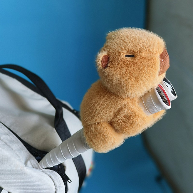 라꾸미 포근펫 라켓 그립인형 테니스 배드민턴, 카피바라(브라운), 혼합색상, 1개