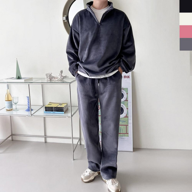 남자 기모 반집업 골덴 와아드상하세트 추리닝세트 헬스후드 남자츄리닝 남자트레이닝 트레이닝복셋트