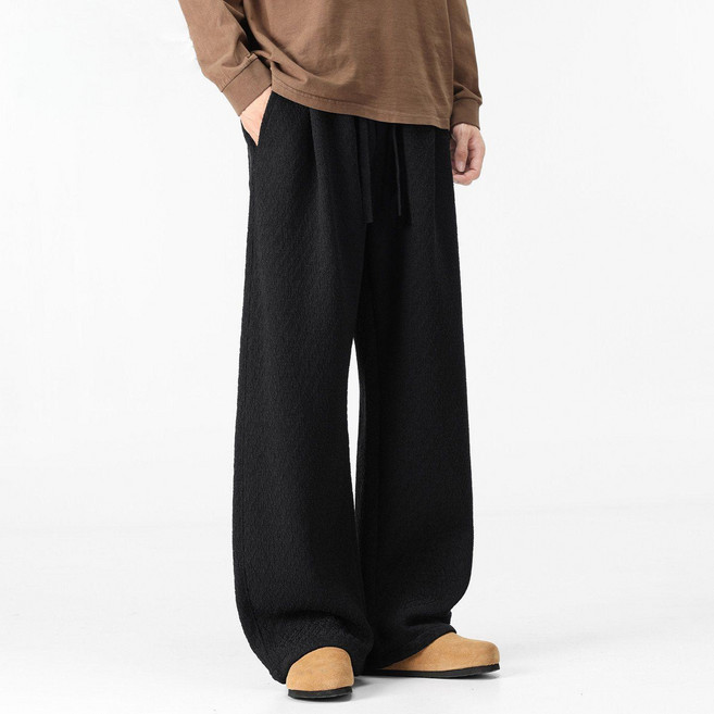 COSYEVNO 남성 봄 캐주얼 드레이프 와이드 일자핏 팬츠