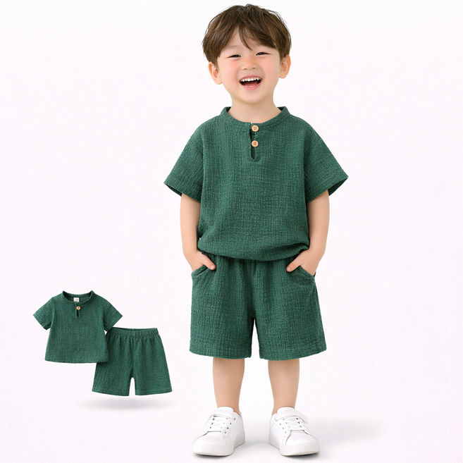 남아 유아 여름 린넨 상하세트 반팔 반바지 쿨링 심플 투피스