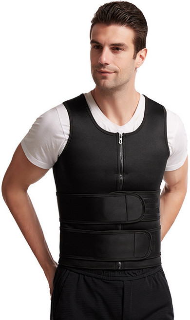 라라티와이 윈썸 남성용 기능성 다이어트 보정 지퍼 더블 벨트 땀복 조끼