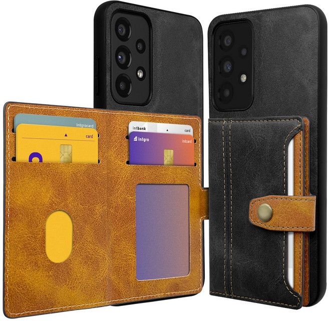 인트그로 스티치 가죽 카드지갑 휴대폰 케이스