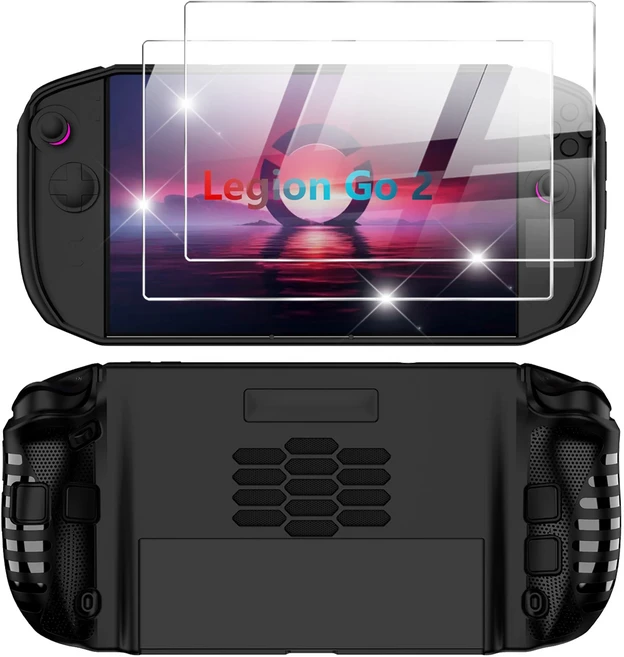 Lenovo Legion Go 2 보호 케이스용 in 1 액세서리 세트 강화 유리 화면 충격 방지 긁힘 커버, 01 Black