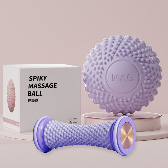 SAMBUEVER 마시지 볼 족저근막염 원형 지압볼 필라테스 요가 기본형 2종 세트, 1세트, 퍼플2종