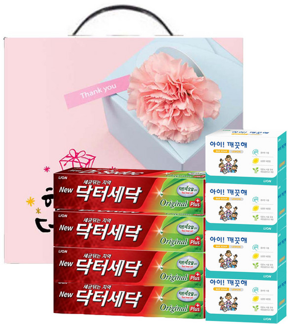 라이온코리아 치약 비누 선물세트/플라스틱 손잡이 컬러선물케이스, 1개