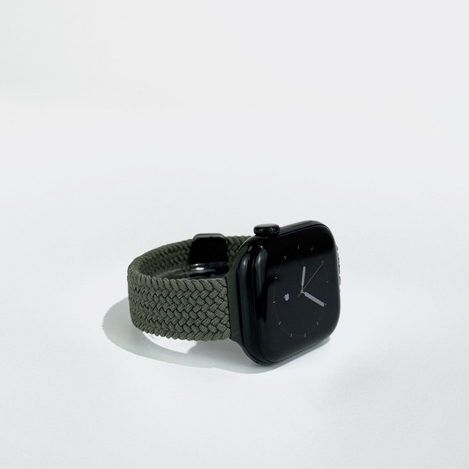 細款尼龍編織錶帶 磁吸扣 適用 Apple watch, 橄欖綠, 1個
