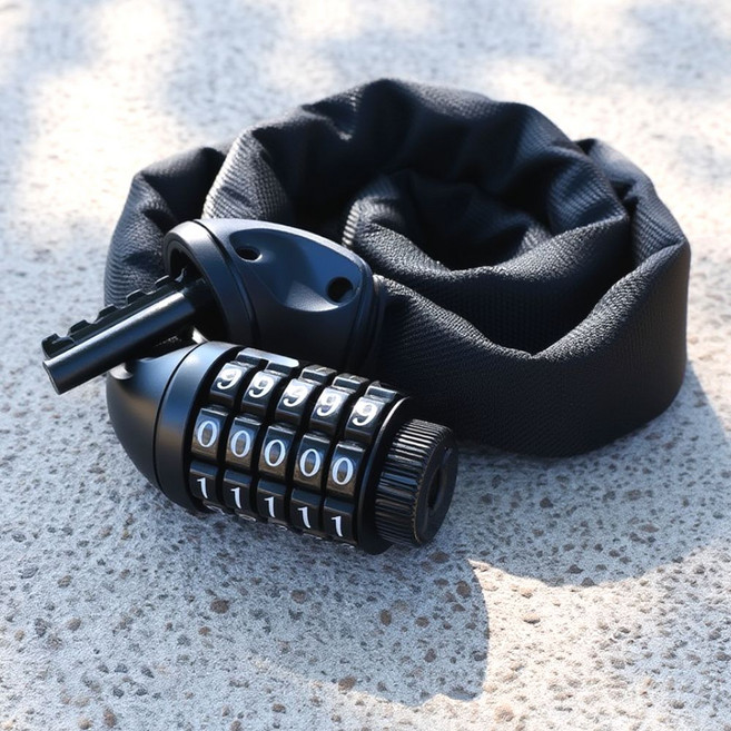 와일드윙 절단 방지 탄소강 5단 비밀번호 자전거 자물쇠 80cm, 1개, 블랙