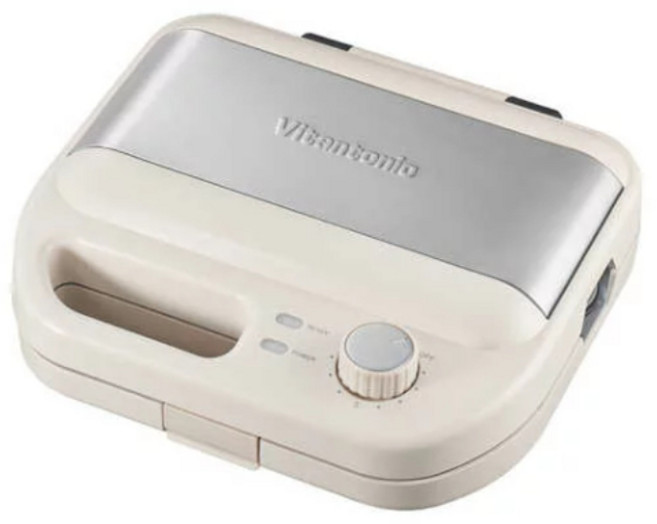 Vitantonio 鬆餅熱壓吐司機 可定時易清潔, VWH-600-I 象牙白
