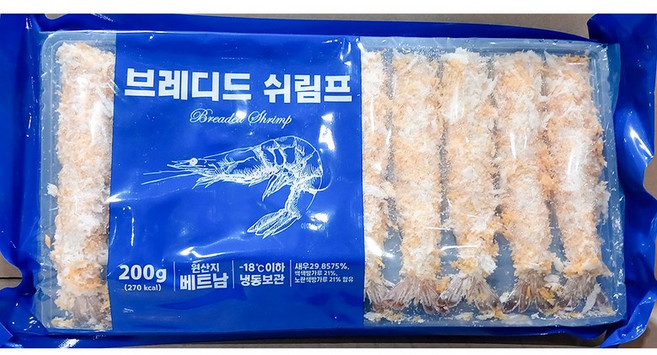 빵가루새우 (우원 냉동 20g x10미 200g) 프랜차이즈/돈까스/카레용, 200g, 1개