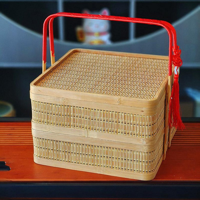 선물 종이 포장 답례품 기념품 과자 크리스마스 크라프트, 1개, 2단 바구니 x 28 28x18.5cm