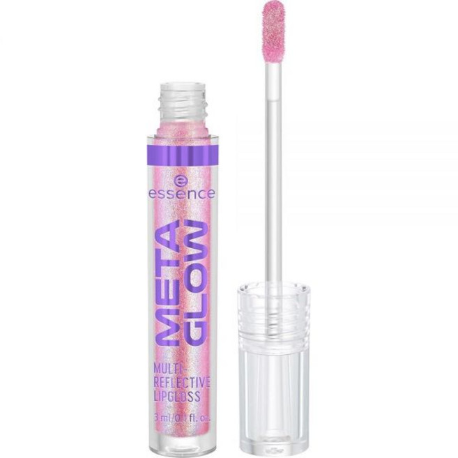 Essence | 메타 글로우 멀티 리플렉티브 립글로스 무지갯빛 쉬머 홀로그램 끈적이지 않음 & 편안함 비건 및 크루얼티프리 (03 핑크 비전), 03 | Pink Vision, 03 | 핑크 비전