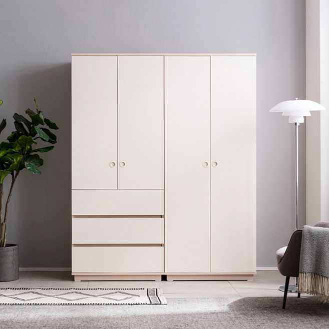 장인가구 크라운 빅 1600 서랍 옷장세트 (800옷장+서랍옷장), 메이플아이보리