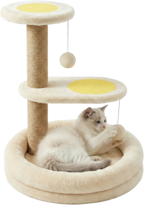 펫밈랩 계란후라이 캣타워 스크래쳐, 1개, 화이트