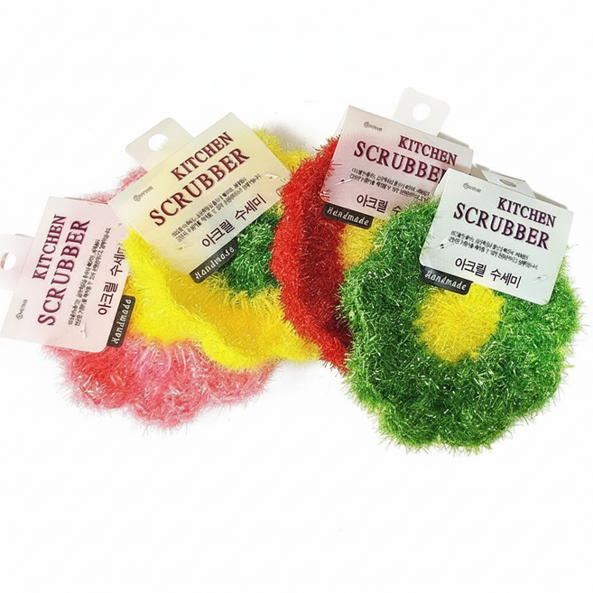 키친9단 반짝이 아크릴 수세미 플라워 / 색상랜덤, 1세트, 10개