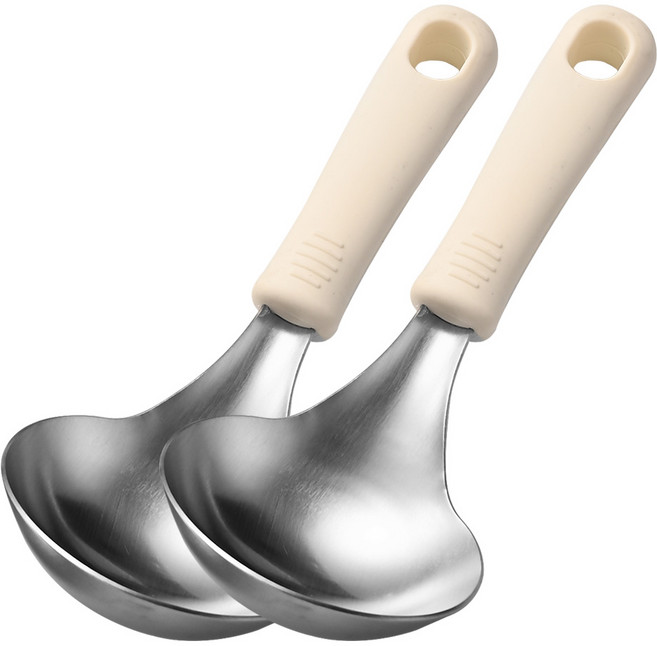 히라 스텐 316 프리미엄 실리콘 서빙스푼 미니국자, 2개, 아이보리