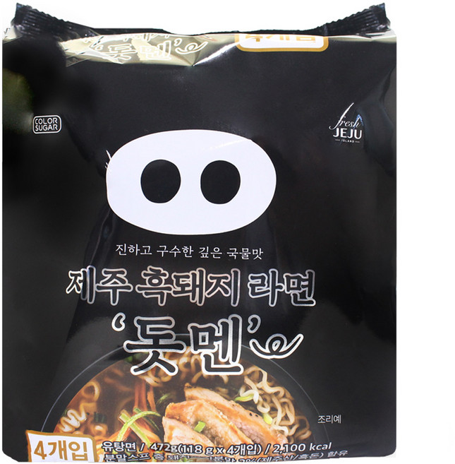 제주 흑돼지 라면 돗멘(118gx4개입), 4개