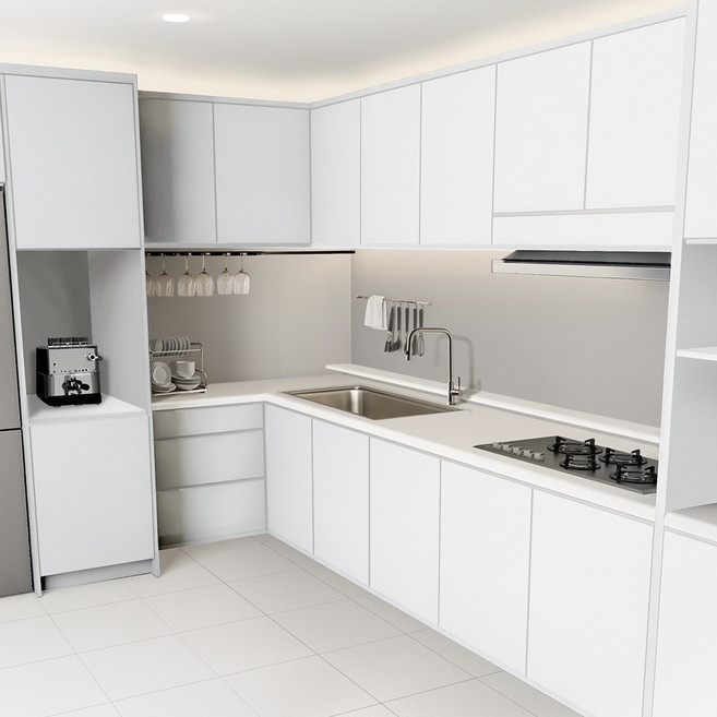 [국내생산] 큐브프레임 싱크대문짝 교체 씽크대 도어 제작 LPM, 밀키화이트무광