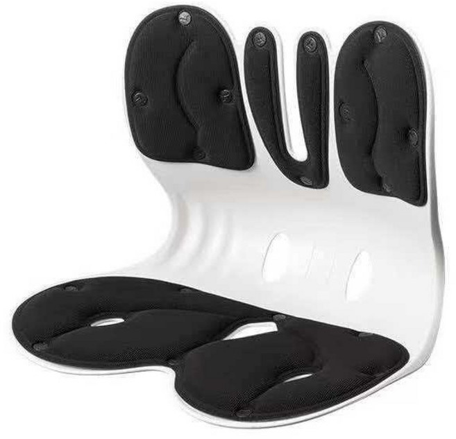 QJIA 인체공학 등받이 허리보호 자세보정의자, 검은색