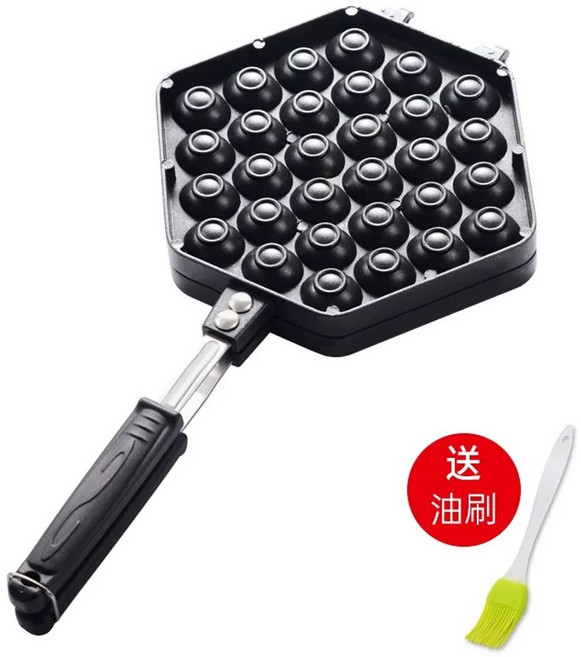 붕어빵 기계 커피콩빵 두꺼운베이킹팬 가스직화용 땅콩빵 몰드 제조기 에그 가정용 와플 직화, D. 홍콩식 에그와플 틀 브러시 포함