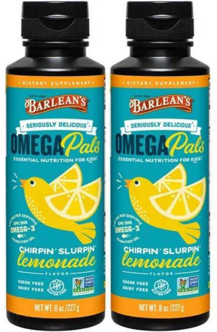 Barlean's Omega 3 Fish Oil Liquid Supplement for Kids 540 mg of EPA and DHA Fatty Acid for & Eye, 어린이, 액상