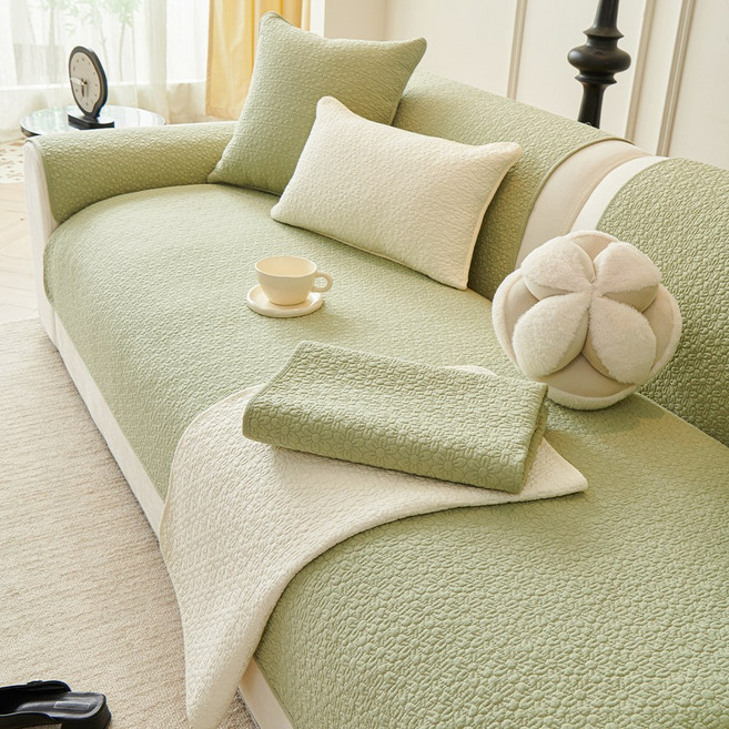 Bofung 사계절 쇼파패드 순면 쇼파매트 워싱 미끄럼 방지 2-4인용 우아하고 작은 꽃송이