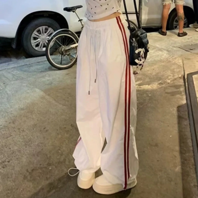 사라포유 여성 두줄 와이드 밴딩 트랙 조거 팬츠