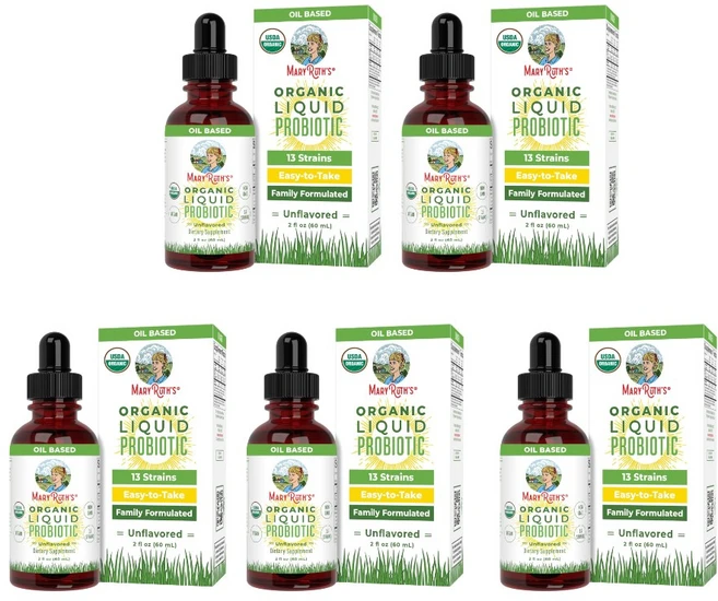 메리루스 오가닉스 유기농 액상 프로바이오틱스 유산균 4세이상 MARYRUTH'S Organics Liquid Probiotic for Ages 4+ | 2 Billion CFU, 5개, 60ml - 쿠팡