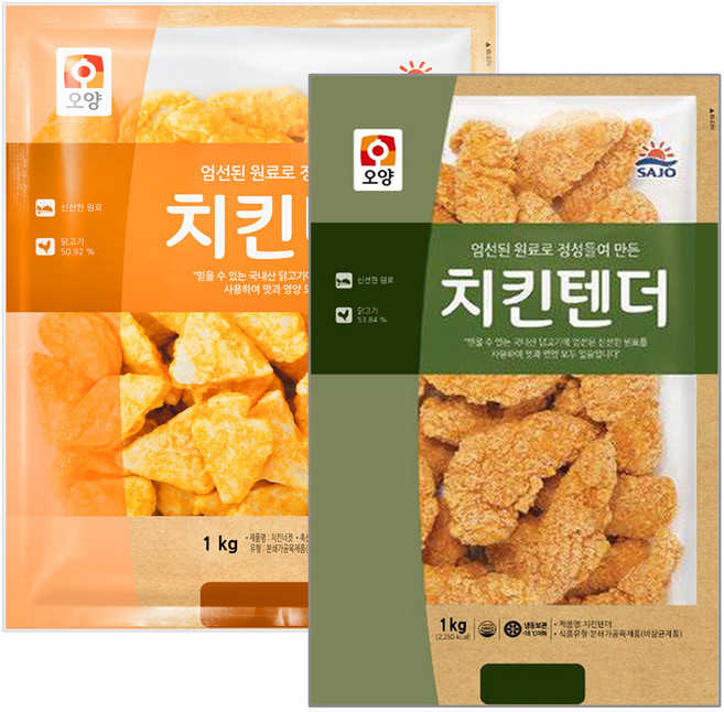 [현대프리마켓] 사조오양 치킨너겟 1kg+치킨텐더 1000g, 1kg, 2개