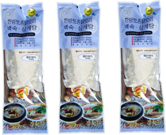 한방백숙 삼계탕재료 T(P) [원재료 그대로], 72g, 3개