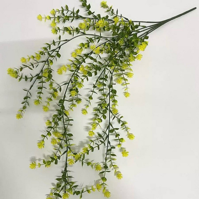 有感選物 仿真垂釣綠植藤蔓盆栽 尤加利茶花黃色款 75公分 居家婚禮佈置, 1個, F#尤加利茶花（黃色）-75cm