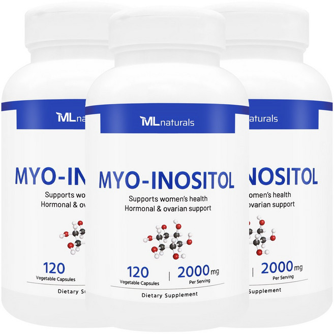 [미국빠른직구] 신제품 마이라이프 내추럴스 미오-이노시톨 2000mg, 3병, 120정