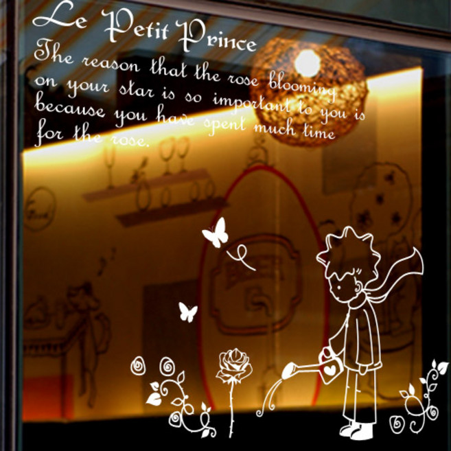 큐데코 어린왕자 시리즈 포인트스티커, 02.어린왕자와 장미꽃 - 화이트