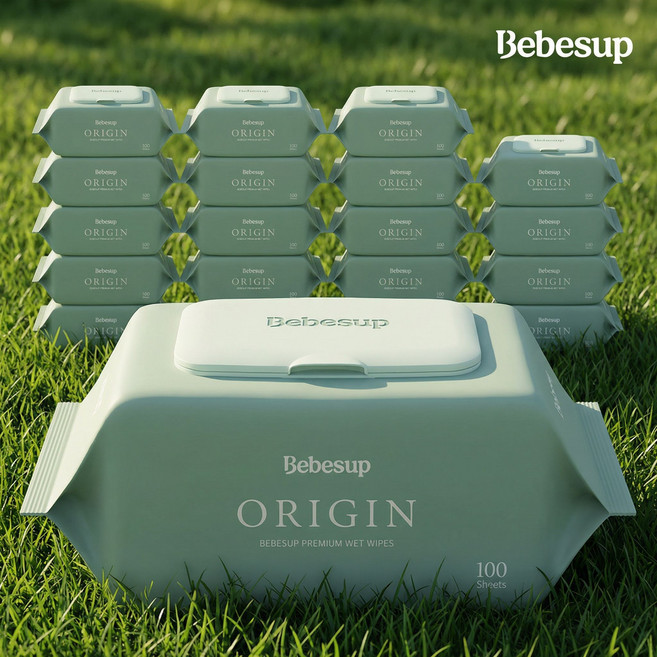 베베숲 오리진 캡형 대용량 엠보싱 아기물티슈 100매 20개, 50g