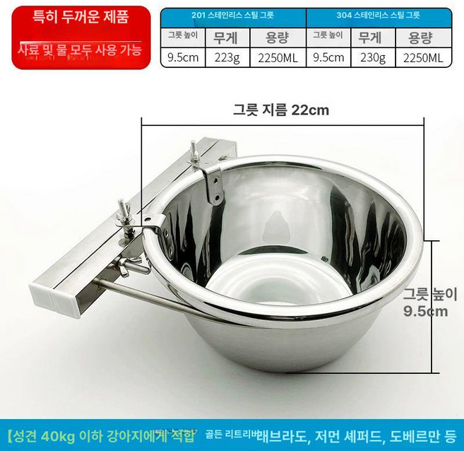 대형견물그릇 스테인레스 밥그릇 애견 강아지용 식기, [201 스테인리스 스틸 볼] + [201 스테인리스, 1개