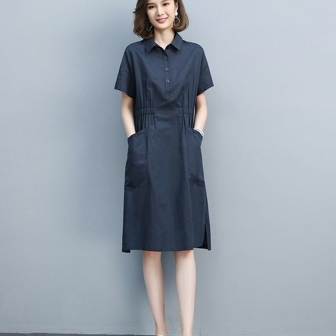 ORZQU 여성 여름 패션 폴로카라원피스 심플 트랜드 원피스