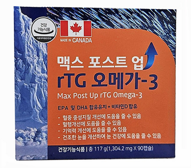 맥스 포스트 업 rTG 오메가3 90캡슐 / 맥스포스트업알티지오메가3, 1개, 90회분