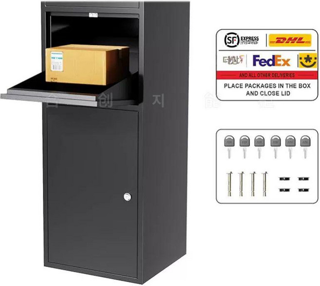 단독 주택 택배함 우편함 보관함 자취 도난방지 방수 사무실 잠금 철제 야외 무인택배보관함, 1단, 나무 프레임 포장 비용