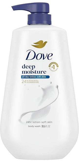 도브 바디 워시 딥 모이스처 24시간 로션-부드러운 피부 수분 보습 스킨 클렌저 황산염 무첨가 파라벤 30 6온스 함유, 1개, 591ml - 쿠팡