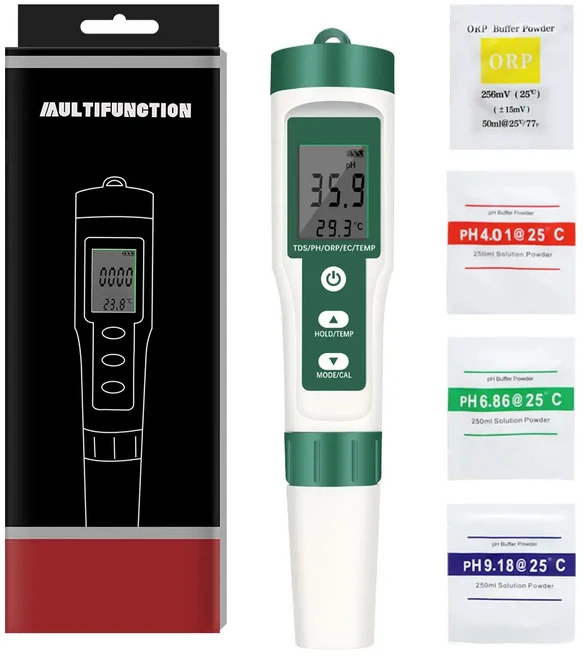 5 in 1 디지털 물 테스터 전문 PH TDS EC ORP 온도 테스터 펜 방수 다기능 미터, 01 빠른, 01 Without Backlight