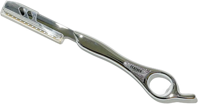 페더 전문가용 일본산 고급 미용 레자기, 1개, 실버 L