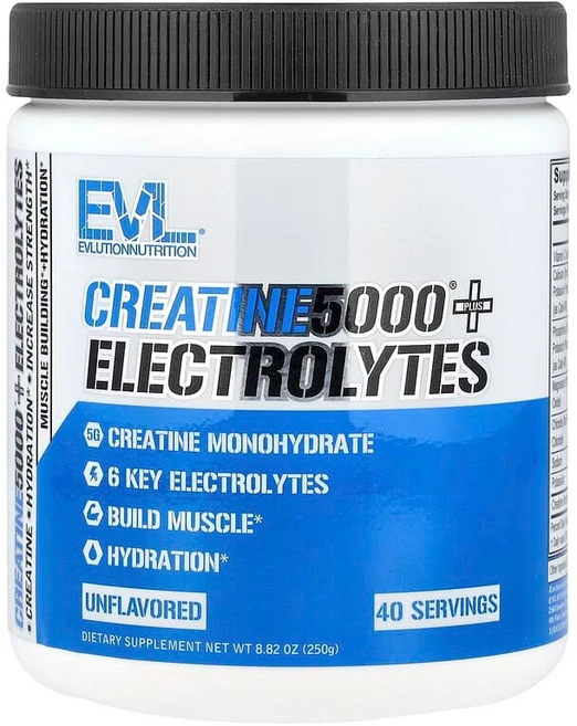 EVLution Nutrition Creatine5000® 플러스 전해질 무맛 250g(8.82oz) EVL-10071, 1개, 250g, 1개 - 쿠팡