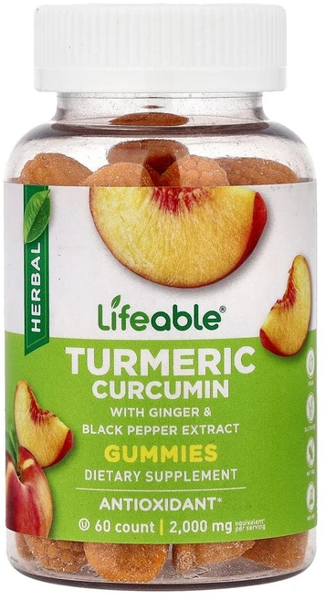 아이허브 강황 커큐민 구미젤리 복숭아 2000mg 구미젤리 60개, 1개, 60정 - 쿠팡